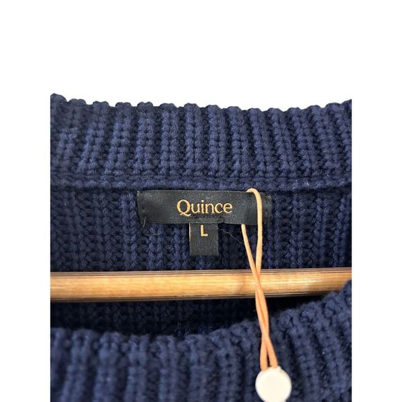 (Sold)Quince Knit Sweater  Cotton Chunky Knit Size Large Womens NWT Navy Blue - Picture 5 of 10